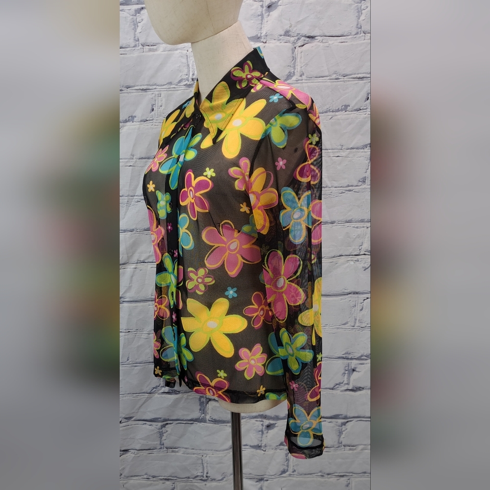 XOXO In America and Abroad Women's Shirt Hippie Floral Vintage 90s 80s Medium - Picture 12 of 13